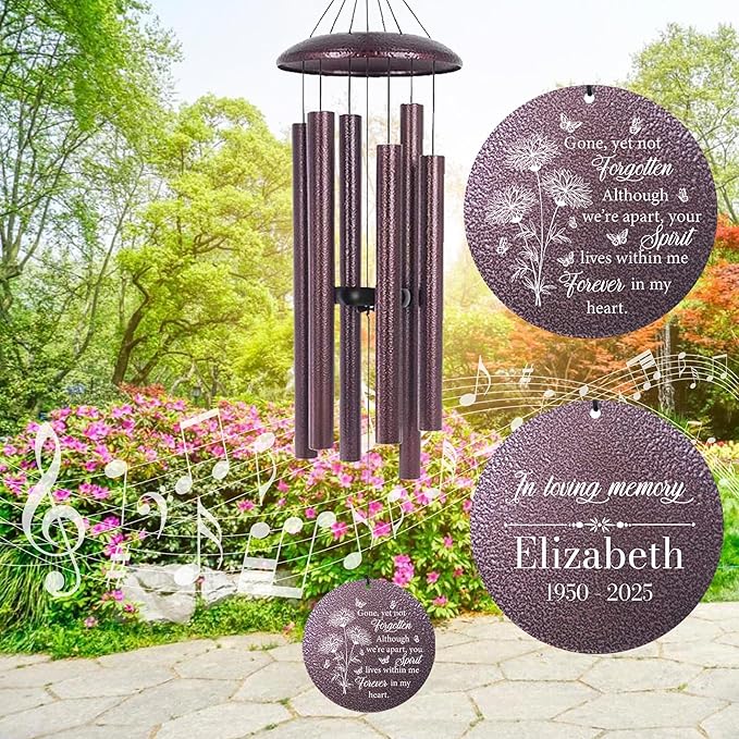 ASTARIN Engraving Wind Chimes for Loss of Loved One, Personalized Wind Chimes Memorial, Bereavement Gifts for Loss of Mother, Windchimes in Memory of a Loved One, Outside Windchime(Produced in USA)-Ruum Studio Home