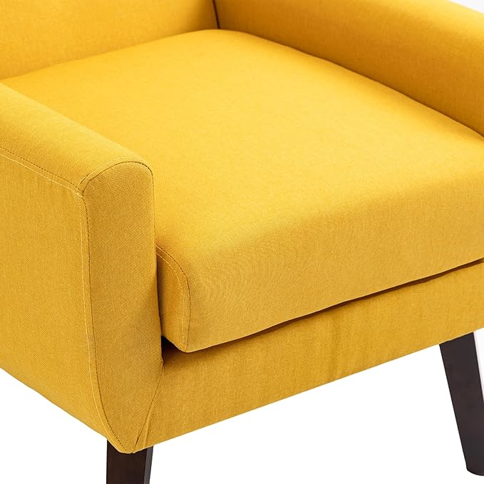 UIXE Accent Chairs Set of 2, Modern Armchair Upholstered Arm Chair in Fabric for Living Room, Comfy Single Sofa Seats Button Tufted Reading Seating, Yellow-Ruum Studio Home