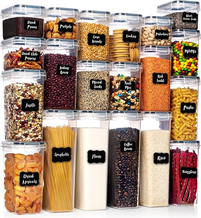 WHITE FEATHER SUPPLIES 40 PCS Airtight Food Storage Containers with Lids - BPA Free Durable Plastic Leakproof Flour Sugar Cereal Containers Storage for Pantry Organization - Dishwasher Safe-Ruum Studio Home