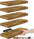 Sorbus Floating Shelves for Wall, Bathroom Shelves Wall Mounted for Kitchen, Bedroom, Living Room, Bathroom Storage, Over Toilet, Hanging Book Shelf for Ｗall Home Decor (Rustic Brown, 5 Pack)-Ruum Studio Home