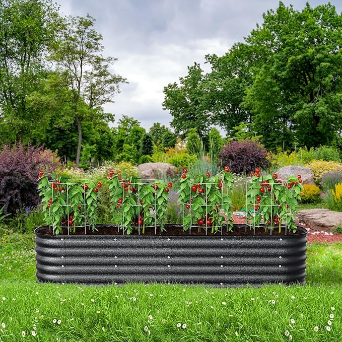 Raised Garden Bed Kit 8×2×1.4 FT Magnesium-Aluminum-Zinc Stainless Steel Metal Planter Box for Planting Outdoor Plants Vegetables (Cracked Silver)-Ruum Studio Home