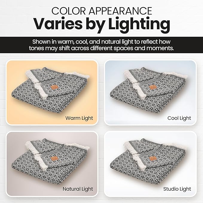 Gold Case Throw Blanket for Couch – 100% Recycled Turkish Cotton Blankets & Throws – Elegant Decorative Throw Blankets for Living Room Sofa – Woven Throws for Couch – Retro Black – 50x60-Ruum Studio Home