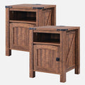OKD Nightstand with Charging Station Set of 2, 18 Inchs Farmhouse End Table with Adjustable Storage Shelf, Rustic Wood Sofa Side Table for Living Room, Bedroom-Ruum Studio Home