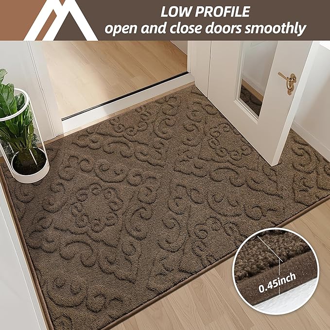 COSY HOMEER-Door-Mat-Non-Slip-Entryway-Rug 36”x60” Absorbent Welcome Mats Washable Dirt Trapper Door Mat Entrance Floor Mats for Front Back Doormats and Wet Shoes,Brown-Ruum Studio Home