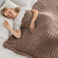 Maetoow Tighter Version Chenille Chunky Knit Blanket Throw （60×80 Inch）, Handmade Warm & Cozy Blanket Couch, Bed, Home Decor, Soft Fleece Banket, Boho Thick Blankets and Giant Yarn Throws，Brown-Ruum Studio Home