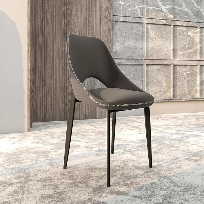LeisureMod Amalfi Upholstered Fabric Dining Chair – Modern Side Chair with Iron Legs, Mid-Century Accent Chair for Dining Room or Kitchen-Ruum Studio Home