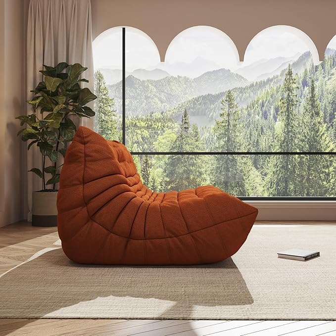 Bean Bag Chairs for Adults Giant Bean Bag Chair， 2 Seater with Memory Foam Filled Fireside Chair, Lazy Sofa Lounge Floor Sofa for Living Room, Bedroom, Office, No Assembly Required. (Orange)-Ruum Studio Home