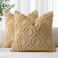 decorUhome Throw Pillow Covers 24x24 Inch Set of 2, Soft Plush Decorative Faux Fur Light Brown Solid Couch Pillow Covers, Accent Farmhouse Neutral Square Euro Pillow Cases for Sofa Bed Living Room-Ruum Studio Home