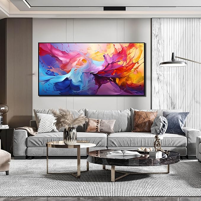 Abstract Wall Art for Living Room, Colorful Canvas Wall Decor for Bedroom, Framed Picture Print, Large Size 59x29 Inches-Ruum Studio Home