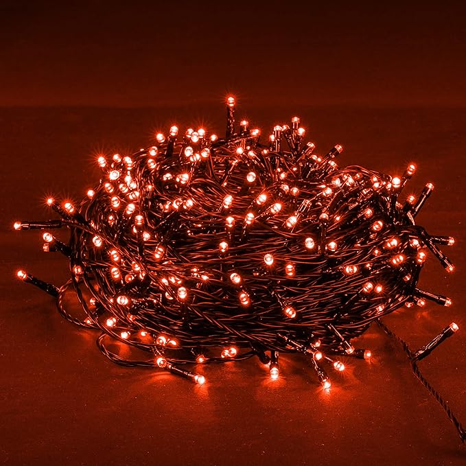 DAZZLE BRIGHT Halloween 300 LED String Lights, 100FT Connectable String Lights with 8 Lighting Modes, Halloween Decorations for Party Carnival Supplies, Indoor Outdoor Yard Garden Decor (Orange)-Ruum Studio Home