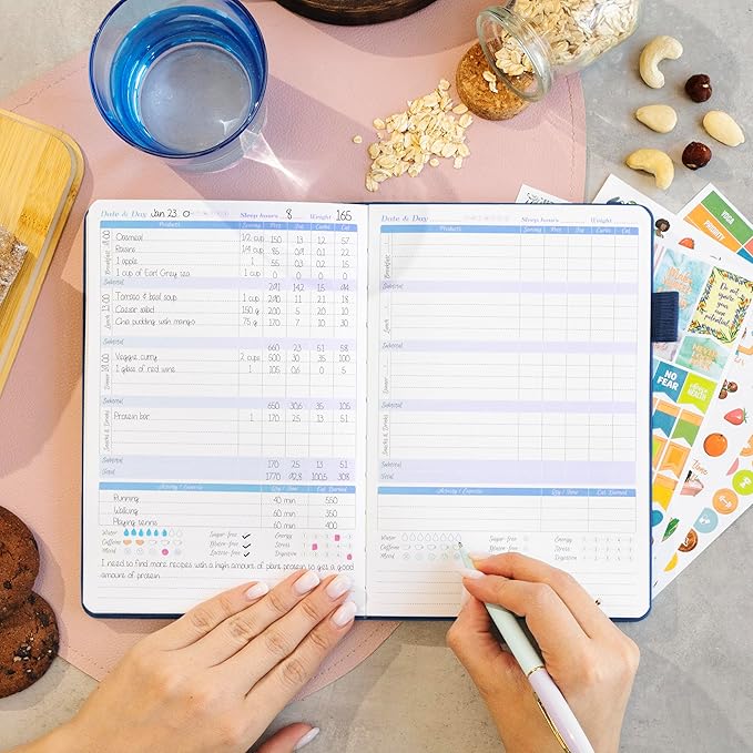 GoGirl Food Journal & Wellness Planner –– Diet & Fitness Diary – Nutrition Journal with Meal, Exercise & Weigh Loss Tracker, A5 (Mystic Blue)-Ruum Studio Home