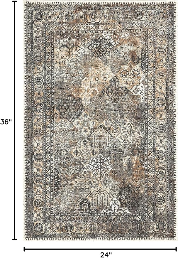 Keen Home Design 2x3 Rug - Machine Washable Entry Rug with Non-Slip Backing, Ideal for Enteryway, Kitchen, Bathroom, Laundry Room - Vintage, Easy Clean, Durable, Low Pile Rug - (2' x 3')-Ruum Studio Home