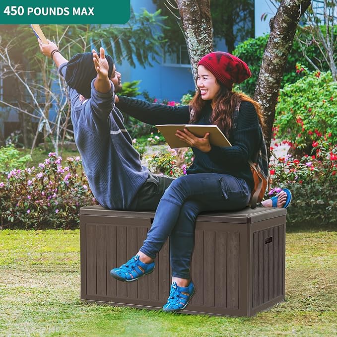 YITAHOME 90 Gallon Double-Wall Deck Box with Side Handles, Outdoor Large Storage for Patio Furniture Cushions, Garden Pool Accessories, Water Resistant & Lockable-Ruum Studio Home