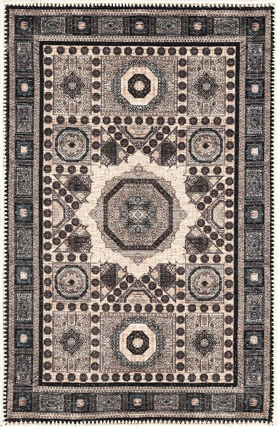 Keen Home Design 2x3 Rug - Machine Washable Entry Rug with Non-Slip Backing, Ideal for Enteryway, Kitchen, Bathroom, Laundry Room - Vintage, Easy Clean, Durable, Low Pile Rug - (2' x 3')-Ruum Studio Home