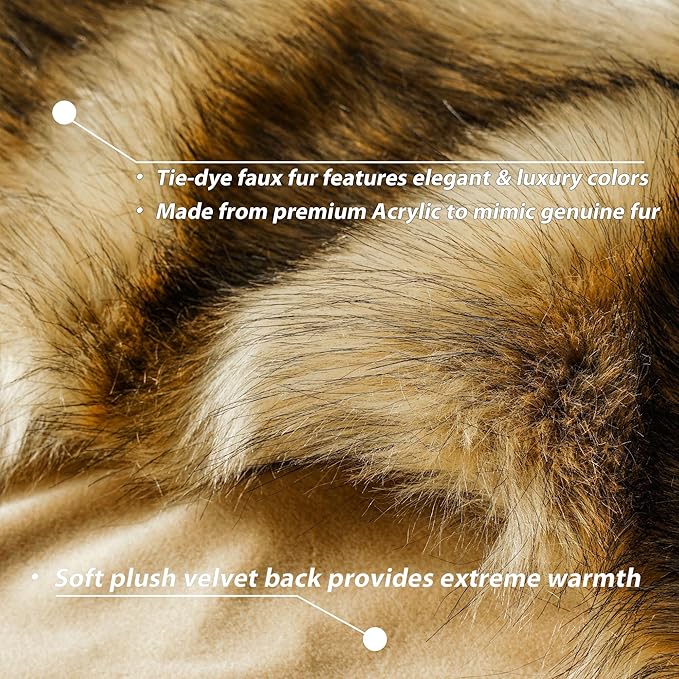 BATTILO HOME Golden Faux Fur Throw Blanket for Couch Sofa, Long Pile Fur Blankets and Throws, Elegant, Fluffy Thick Warm Heavyweight Fur Blanket Reversible to Plush Velvet, 50"x60"-Ruum Studio Home