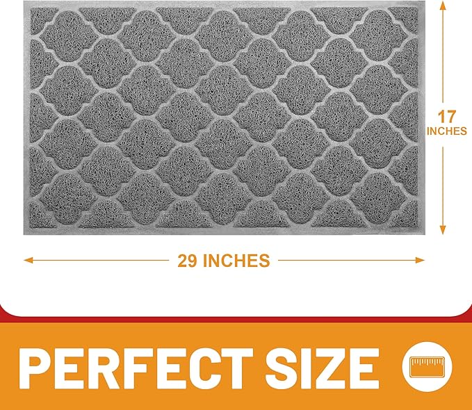 Door Mat Outdoor, 29x17, Welcome Mats for Entryway, Front Doormat for Home Entrance, Patio, Garage, High Traffic Areas, Indoor Floor Mat, Durable, Non-Slip, Catches Muddy and Dirt(Grey)-Ruum Studio Home