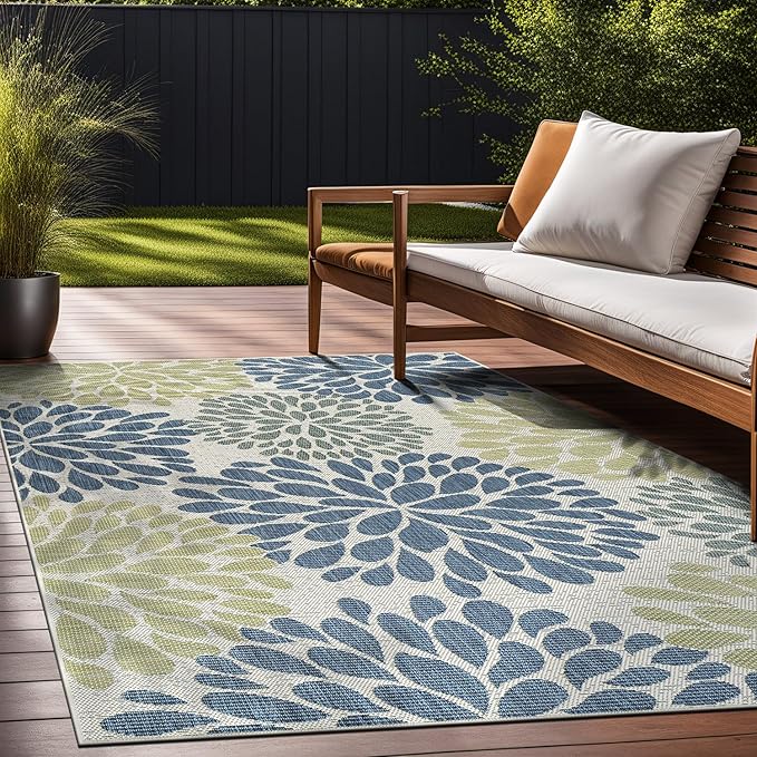 Beverly Rug Outdoor Rug 10x14 Modern Exotic Tropical Leaf Area Rugs for Indoor and Outdoor Patio Deck Porch Garden Water Resistant Washable Outside Carpet (10 x 14 Olive)-Ruum Studio Home
