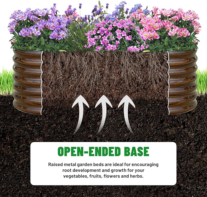 SnugNiture Galvanized Steel Raised Garden Bed, 6x2x2 ft, Outdoor Oval Deep Root Planter Box for Growing Vegetables, Flowers and Fruits-Ruum Studio Home