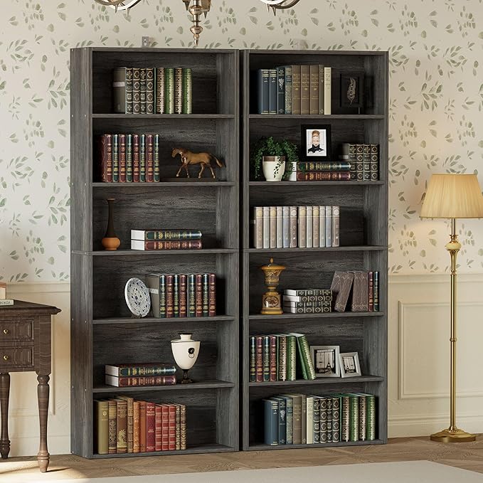 IRONCK Bookshelves and Bookcases Set of 2 Floor Standing 6 Tiers Display Storage Shelves 70 in Tall Bookcase Home Decor Furniture for Home Office, Living Room, Bed Room-Ruum Studio Home