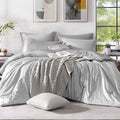 Monbix King Size Comforter Set, Grey Bed Set Reversible, King Size Comforter Set 7 Pieces, Cationic Dyeing Bed in a Bag with Comforter, Sheets, Pillowcases & Shams-Ruum Studio Home