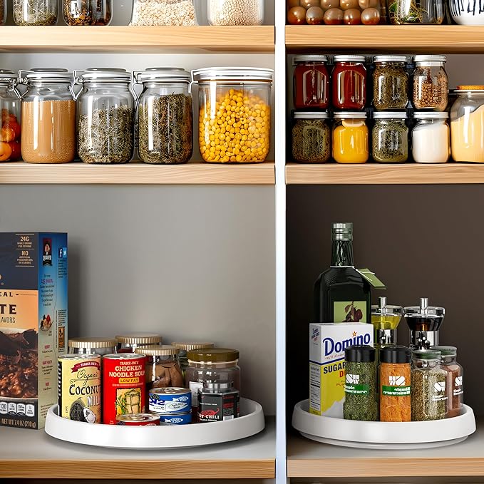 Simple Houseware Lazy Susan Spice Organizer Rotating Tray, 4-Pack (2 Medium 10'', 2 Large 12'')-Ruum Studio Home