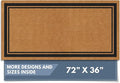 Barnyard Designs Natural Coco Coir Heavy Duty Backing Doormat - Large Cute Non-Slip Front Door Welcome Mat for Outside Entrance or Porch Entry, Brown (36x72, Border)-Ruum Studio Home