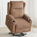 Lift Recliner Chair for Adults with Massage and Heating, Power Lift Recliner Chairs for Elderly, Corduroy Fabric Reclining Chair with USB &Type-C Port, Cup Holders, L6111 (Brown)-Ruum Studio Home