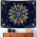 Fowocu Boho Floral Mandala Tapestry for Bedroom Aesthetic Blue Bohemian Colorful Flower Wall Tapestry Purple Hippie Indian Small Tapestries Wall Hanging for Living Room Dorm Decor 60 x 44 Inch-Ruum Studio Home