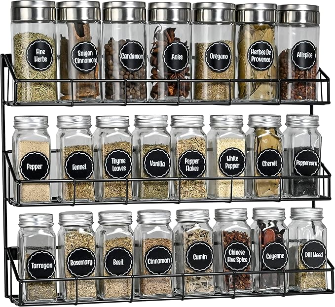 SUFAUY 2 Pack Spice Rack Wall Mount, 3 Tier Narrow Spice Rack Hanging Small Shelf for Cupboard, Black-Ruum Studio Home