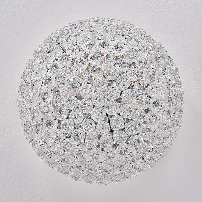 12-Light Crystal Flush Mount Chandelier Ceiling Light Fixture for Living Room Dining Room Bedroom Foyer Entryway Hallway Closet Bathroom (Chrome D24)-Ruum Studio Home