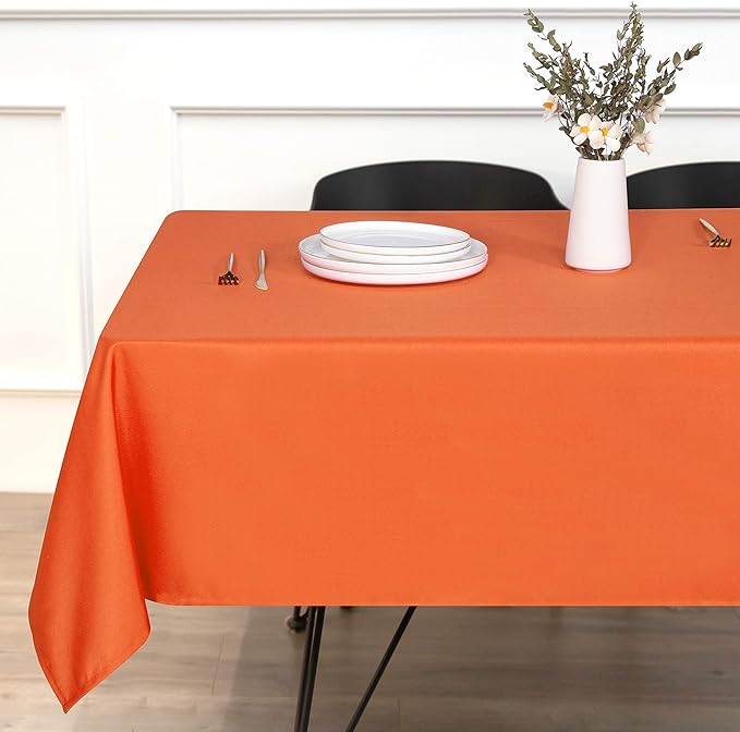 sancua Rectangle Tablecloth - 60 x 84 Inch - Stain and Wrinkle Resistant Washable Polyester Table Cloth, Decorative Fabric Table Cover for Dining Tables, Buffet Parties and Camping, Orange-Ruum Studio Home
