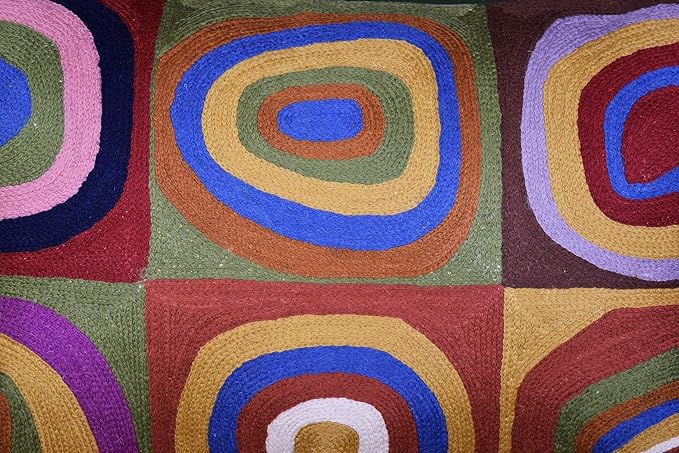 Lumbar Kandinsky Cushion Cover Farbstudie Quadrate Hand Embroidered Wool 13x21-Ruum Studio Home