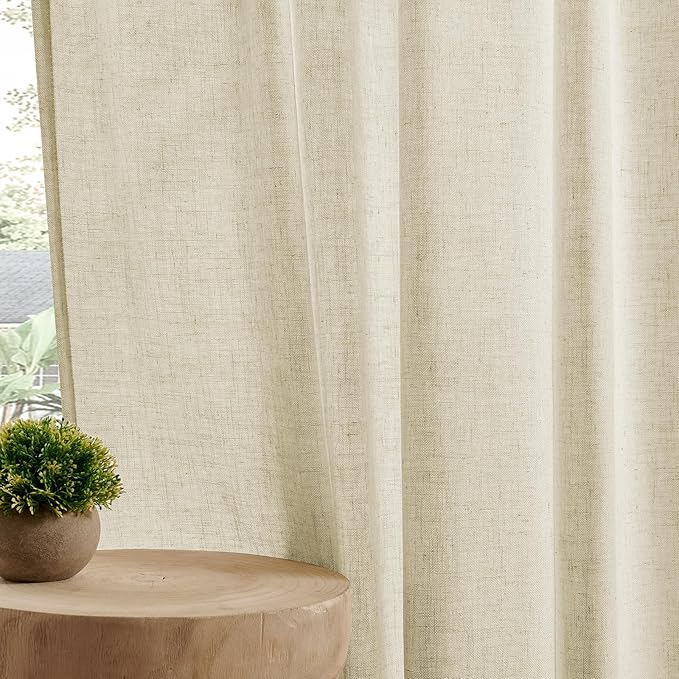 Joydeco Linen Curtains 84 Inch Length 2 Panel Sets,Light Filtering Curtains for Bedroom 100 Inch Wide Living Room Drapes with Back Tabs & Rod Pockets (W100 x L84 Inch, Linen)-Ruum Studio Home