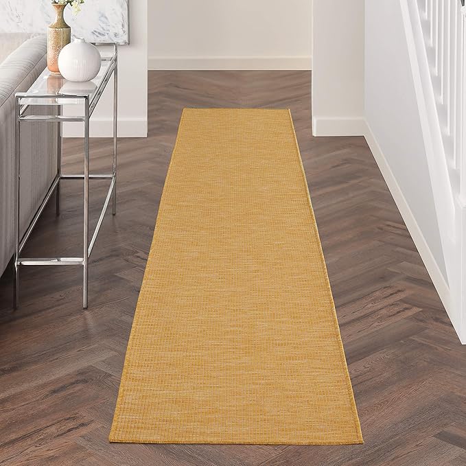 Nourison Home Positano 10' Runner Yellow Fabric Modern Area Rug (10' Runner)-Ruum Studio Home