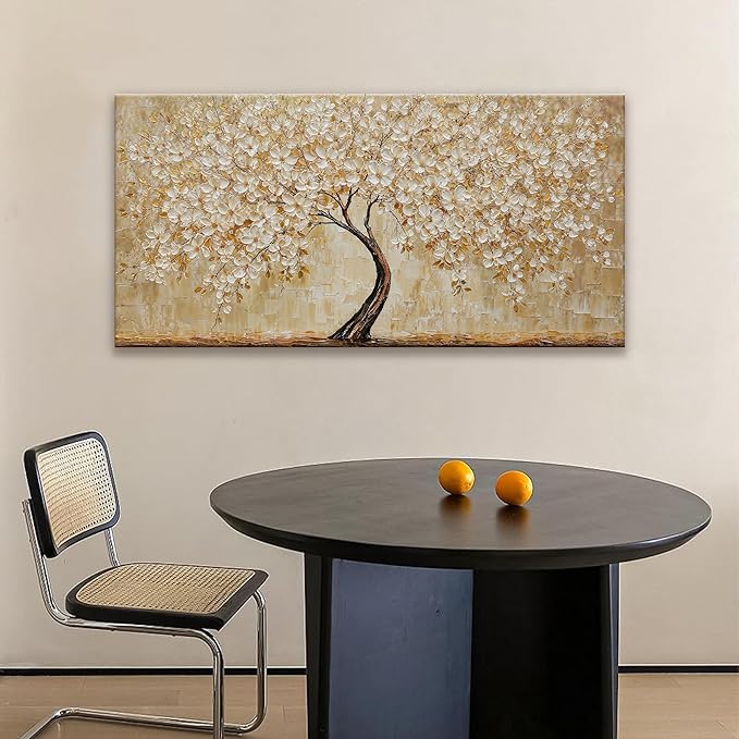 TAIJXAGSG Botanical Wall Art Gold Tree Flower Abstract Wall Decor Modern Canvas Art Wall Decor Print Abstract Paintings Pictures For Bedroom Bathroom Office Home Artwork Can Be Hung Directly 20"X 40"-Ruum Studio Home