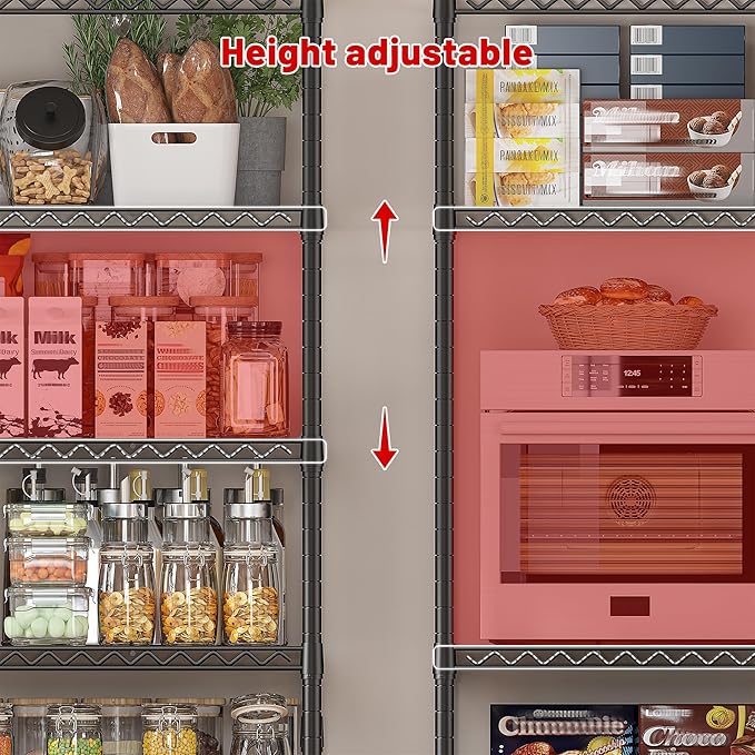 REIBII 45.5''W Storage Shelves Wire Shelving, 5 Tier Pantry Shelves for Storage Rack, Adjustable Metal Shelving for Pantry Kitchen Steel Shelving, 45.5" W x 71" H x 17.7" D-Ruum Studio Home