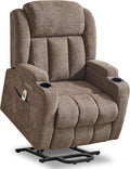 Power Lift Recliner Chair for Elderly with Massage and Heat, Reclining Sofa Chair with USB & Type-C Ports and Cup Holders, L1188(Brown)-Ruum Studio Home