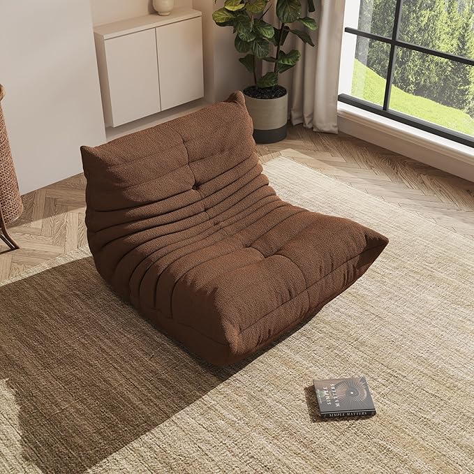 Bean Bag Chair, Oversized Bean Bag Chair for Living Room, Fireside Chair for Adults with Memory Foam Filled, Big Accent Sofa Lounge Floor Sofa for Gaming, Reading, Relax, No Assembly Required(Coffee)-Ruum Studio Home