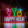 Happy Hour Neon Sign for Wall Decor Beer Bar Signs, USB Powered Dimmable LED Art Lights for Bar Pub Man Cave Party Club-Ruum Studio Home