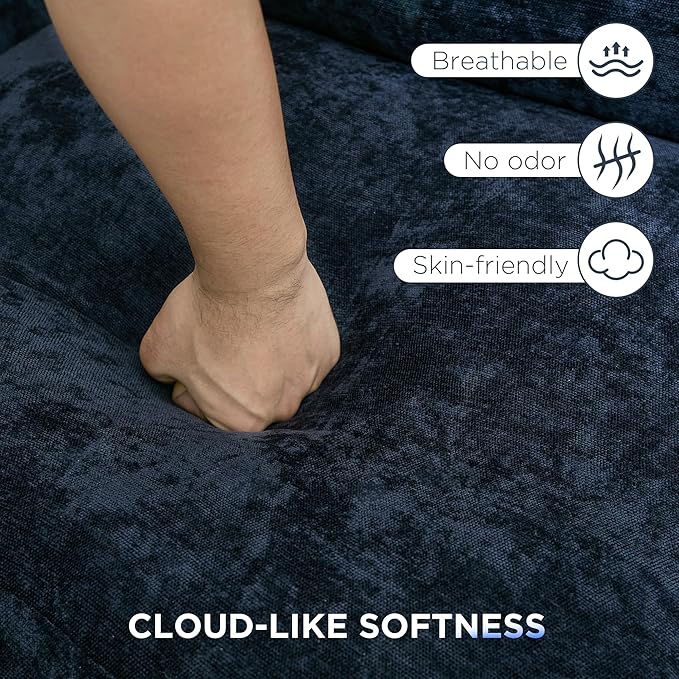 Tbfit Modern Couch Sofa, 89" Cloud Couch w/Pillows, Pocketed Spring Seat, Comfy 3-Seater Plush Foam Cushions, Chenille Fabric Removable Covers, Soft Upholstered Living Room Furniture Home Apartment-Ruum Studio Home