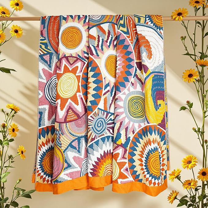 Boho Throw Blanket, 100% Organic Muslin Cotton Breathable Ultra Soft Bed Quilt Throw - All Season Floral Bird Butterfly Farmhouse Decor Blanket for Sofa Couch Chair and Gift. 60" x 80"-Ruum Studio Home