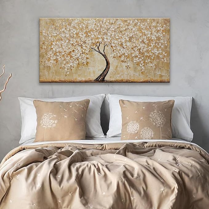 TAIJXAGSG Botanical Wall Art Gold Tree Flower Abstract Wall Decor Modern Canvas Art Wall Decor Print Abstract Paintings Pictures For Bedroom Bathroom Office Home Artwork Can Be Hung Directly 20"X 40"-Ruum Studio Home