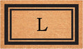 Calloway Mills 152962448 Black Border 24" x 48" Monogram Doormat (Letter L)-Ruum Studio Home