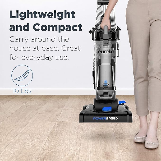 Eureka PowerSpeed Lightweight Upright Vacuum Cleaner for Carpet and Hard Floor, Powerful Bagless Upright Vacuum Cleaner for Home Pets, NEU181A, Blue-Ruum Studio Home