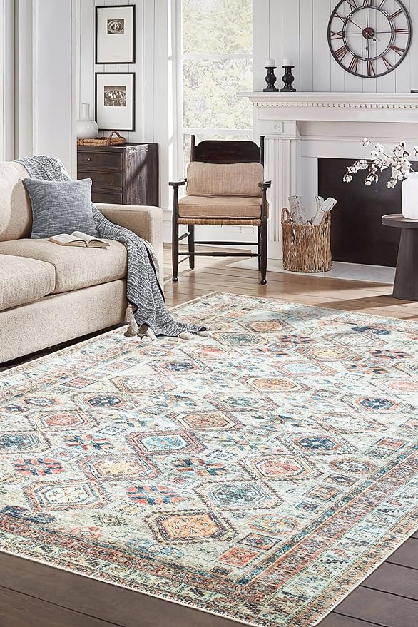 Keen Home Design 6x9 Rug - Machine Washable Area Rug with Non-Slip Backing, Ideal for Living Room, Dining Room, Bedroom - Vintage, Easy Clean, Durable, Low Pile Rug - (6' x 9')-Ruum Studio Home