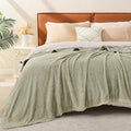 EMME Muslin and Fleece Queen Blanket Reversible - 80"*90" Sage Green Soft Warm Throw Blankets for Couch Bed Picnic Travel Bed-Ruum Studio Home