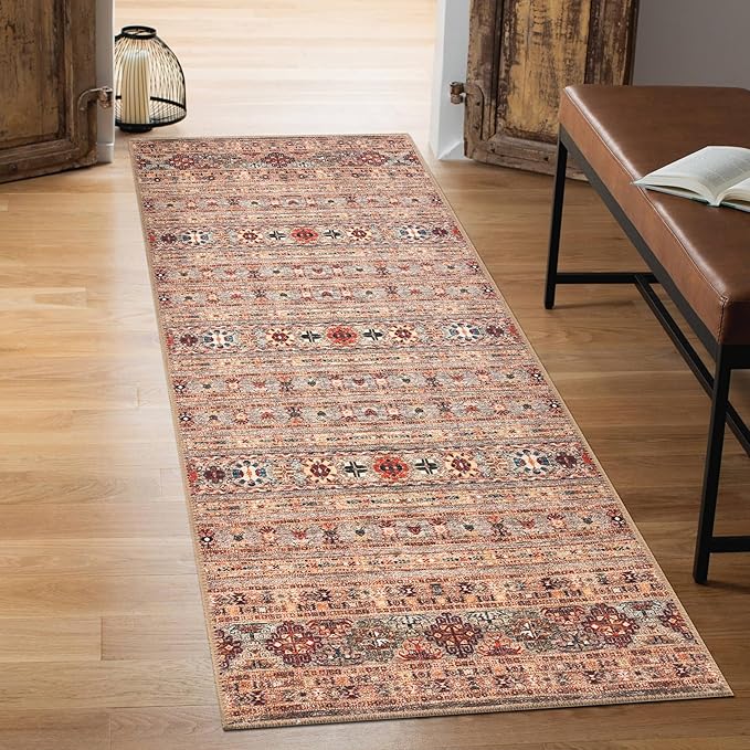 Keen Home Design 2x7 Rug - Machine Washable Runner Rug with Non-Slip Backing, Ideal for Hallway, Entryway, Kitchen, Laundry Room - Vintage, Easy Clean, Durable, Low Pile Rug - (2'6" x 7')-Ruum Studio Home