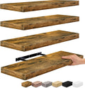 Sorbus Floating Shelves for Wall - 24" Bathroom Shelves, Wall Decor for Bedroom, Kitchen, Living Room, Home Decor & Book storage - Mounted Floating Shelf with Invisible Brackets (Rustic Brown, 4 Pack)-Ruum Studio Home