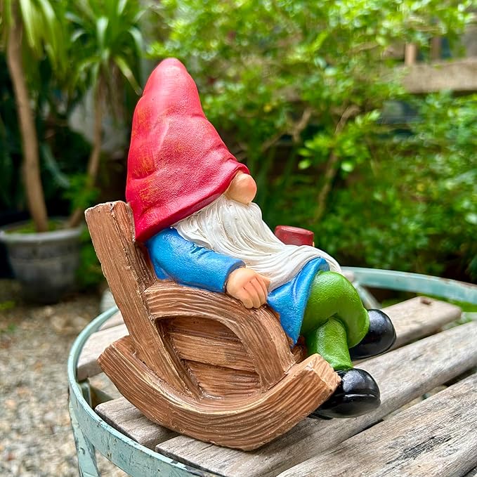 Drinking Coffee Faceless Garden Gnome Statue Decoration 7.1" Figurine Ornament for Indoor Outdoor Home Patio Yard Lawn-Ruum Studio Home
