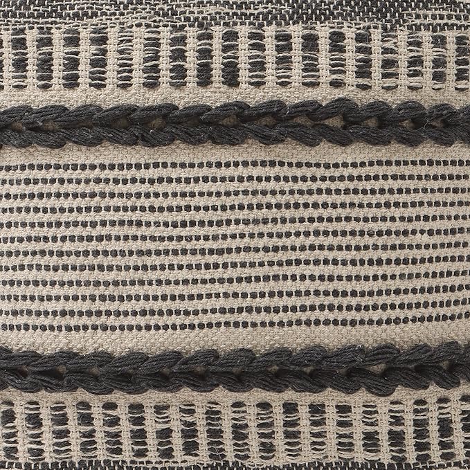 REDEARTH · Tufted Pouf Ottoman with Filler Textured Storage Cube Bean Bag Pouffe Footrest for Living Room, Bedroom, Nursery, Kidsroom; 100% Cotton (17.5"X17.5"X17.5", Chevron Gage)-Ruum Studio Home